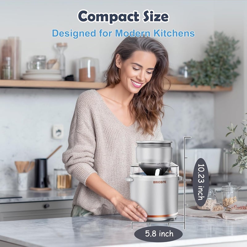 BRIOBITE 1.1 Quart Ice Cream Maker – Electric Ice Cream Machine for Gelato, Milkshakes & Sorbet,Perfect for 2-3 Servings, Easy to Use & Clean,Silver - Image 5